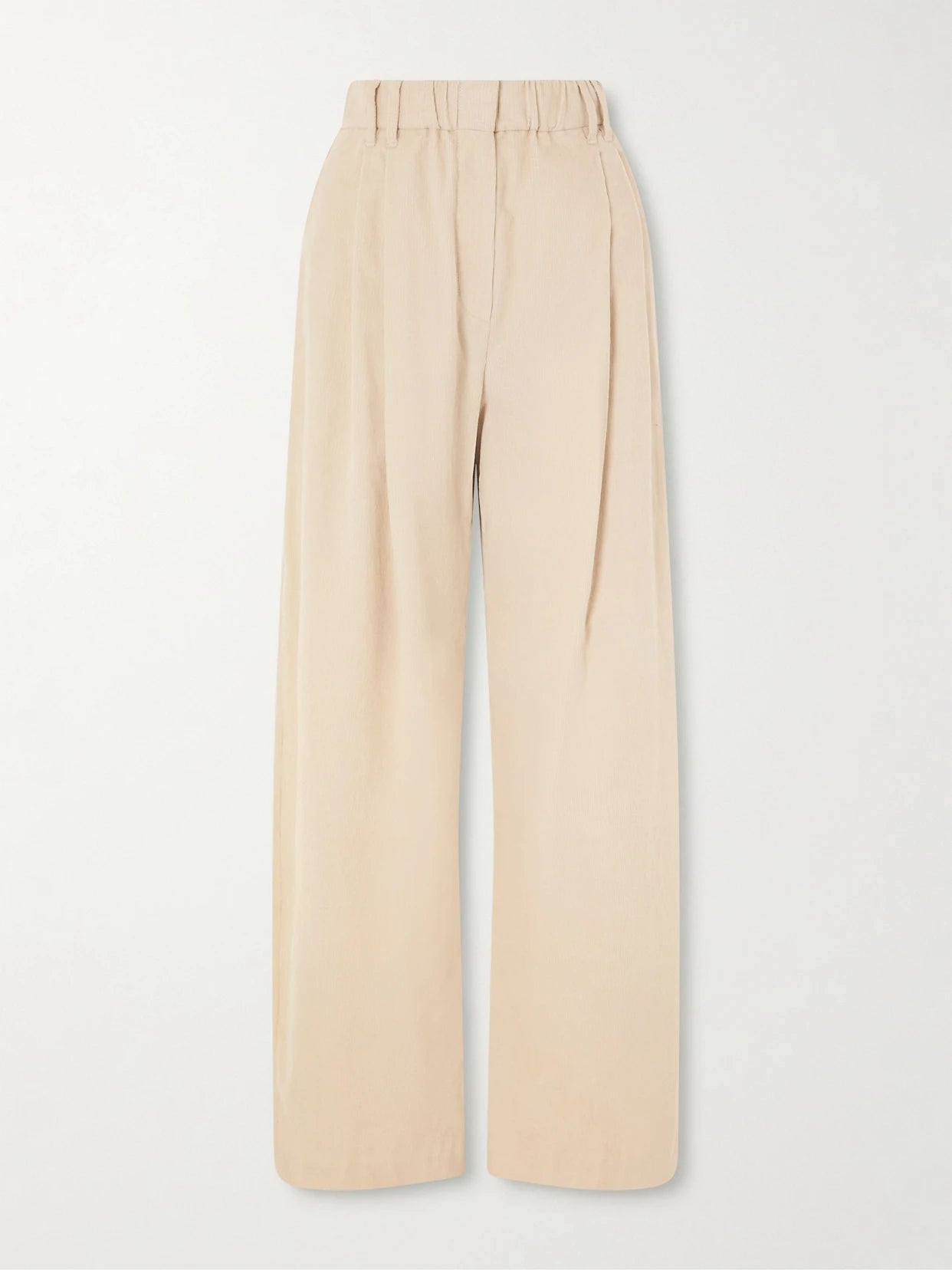 Pleated Cotton, Lyocell And Cashmere-blend Corduroy Wide-leg Pants