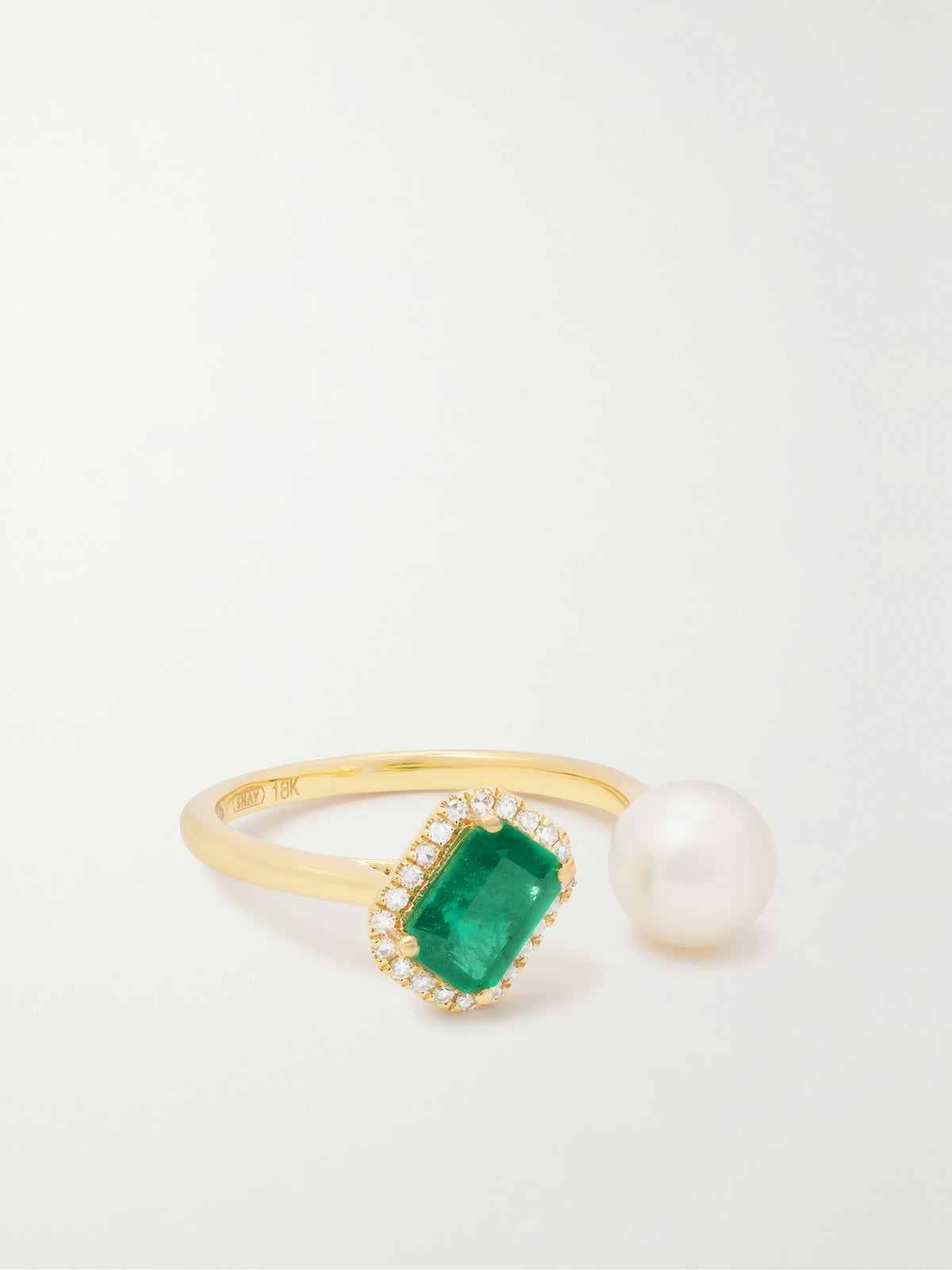 18-karat Gold, Diamond, Emerald And Pearl Ring