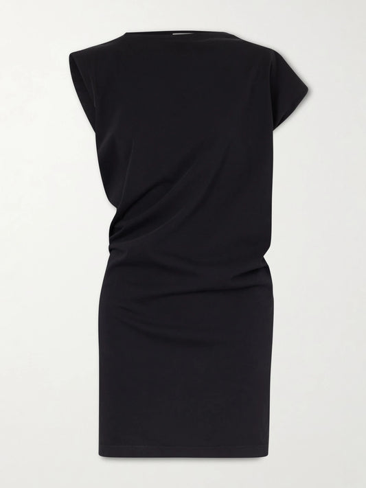 Image of Dresses. Product name - Beth Cotton-jersey Mini Dress in Black colour by brand - AGOLDE