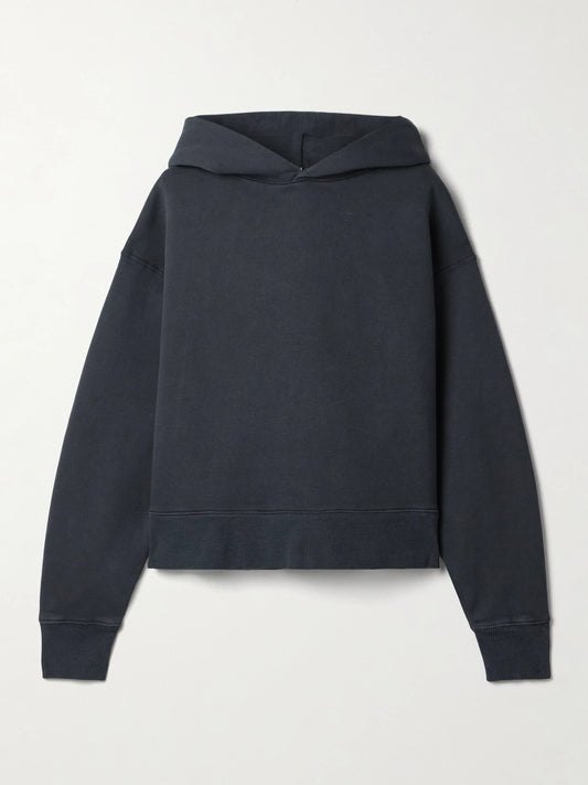Image of Sleepwear & Loungewear. Product name - Cotton-jersey Hoodie in Black colour by brand - SLVRLAKE