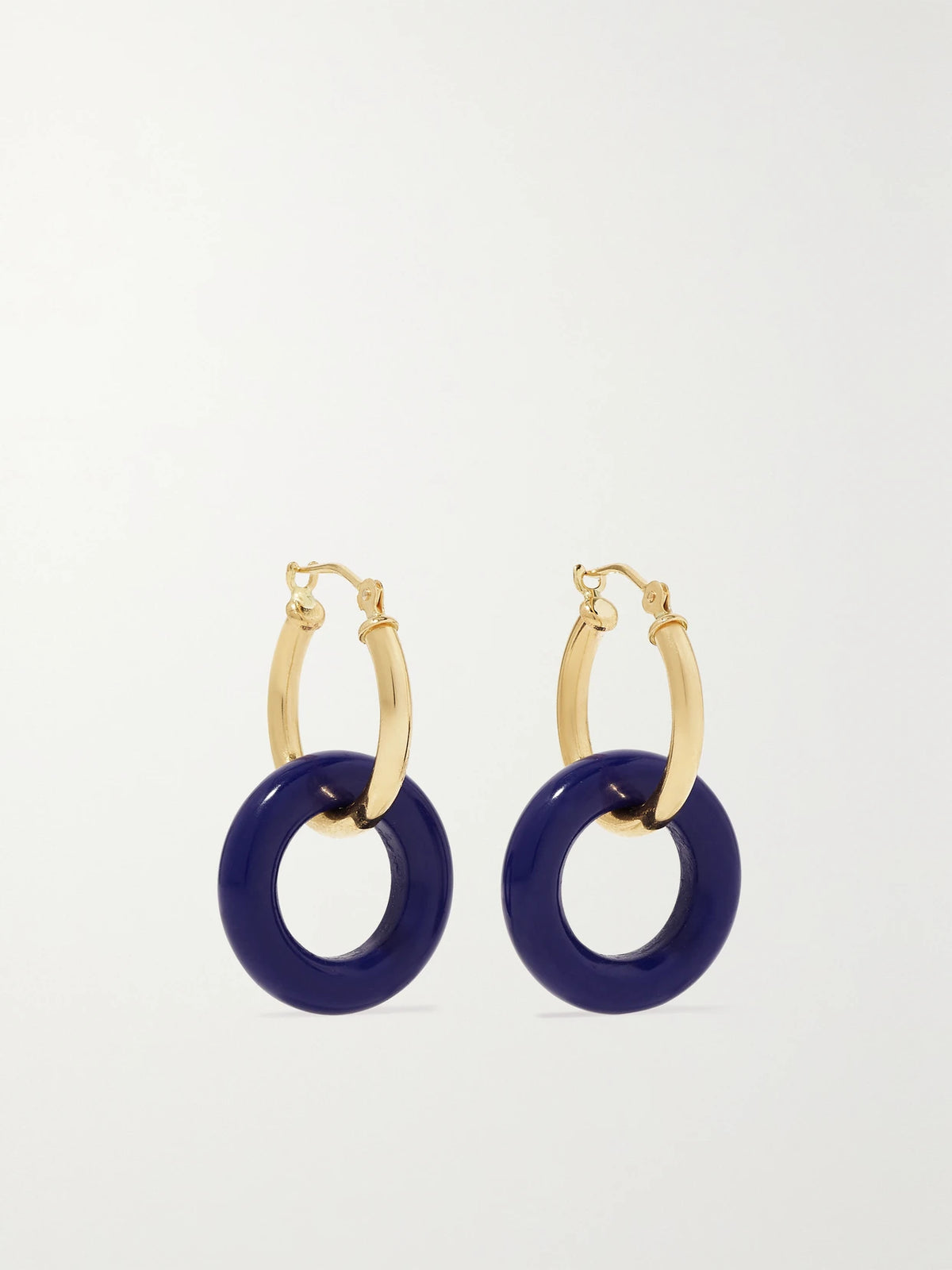 Donut 14-karat Gold Lapis Lazuli Hoop Earrings