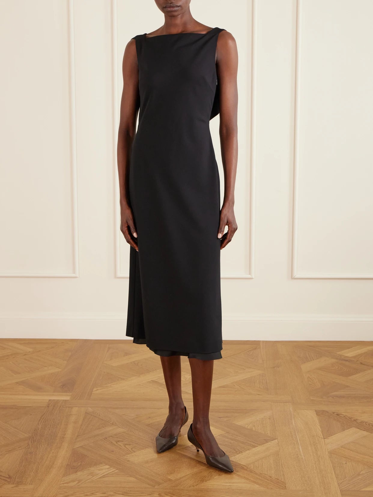 Image of Dresses. Product name - Henna Wool Midi Dress in Black colour by brand - The Row
