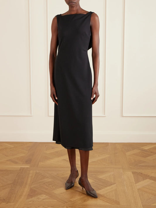 Image of Dresses. Product name - Henna Wool Midi Dress in Black colour by brand - The Row