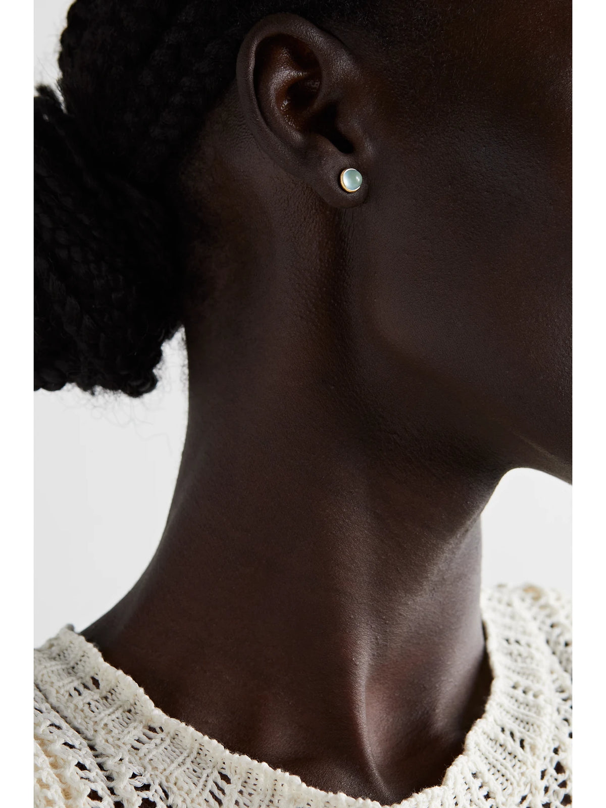 Image of Earrings. Product name - Lotus 18-karat Gold Aquamarine Earrings in Multi colour by brand - OLE LYNGGAARD COPENHAGEN
