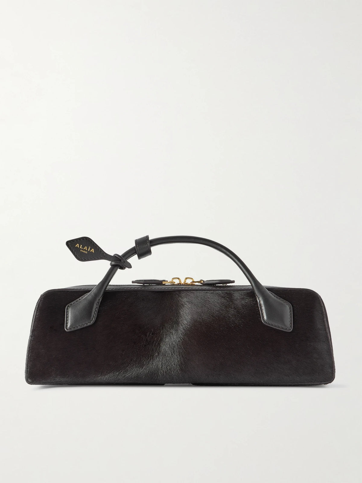 Le Teckel Leather-trimmed Calf Hair Clutch