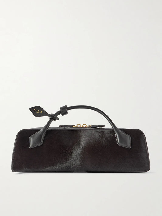Le Teckel Leather-trimmed Calf Hair Clutch