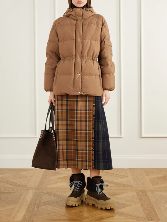 Image of Boots. Product name - Peak Snowcap Shearling-trimmed Nubuck Ankle Boots in Dark brown, Mustard colour by brand - Moncler