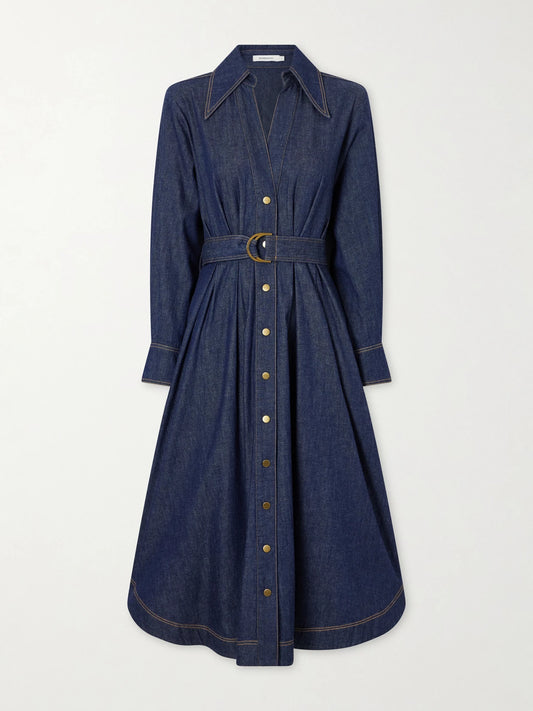 Zimmermann Belted Denim Midi Dress