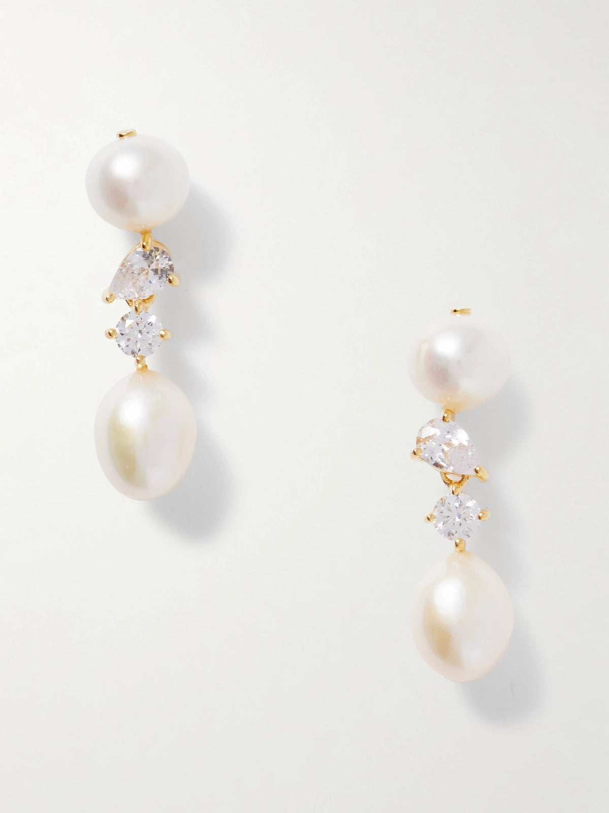 Gold-plated, Pearl And Cubic Zirconia Earrings