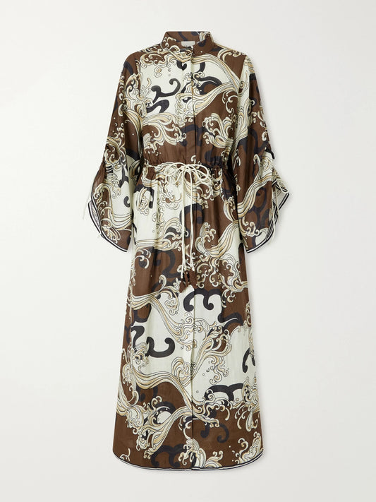 ALÉMAIS Otis Printed Ramie Midi Dress