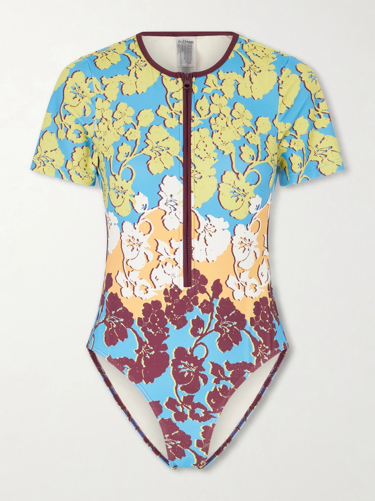 Splice Open-back Printed Half-zip Swimsuit