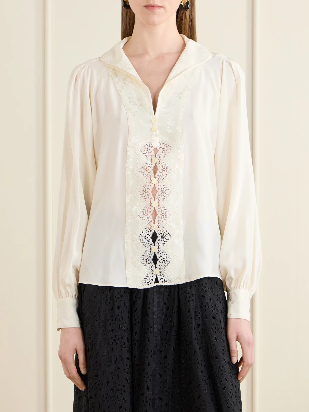 Lula Lace-trimmed Silk Blouse
