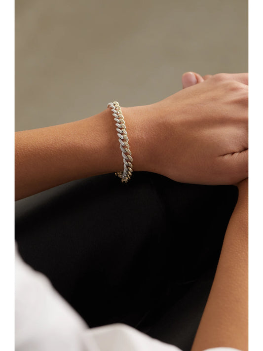 Image of Bracelets. Product name - Essential 18-karat Yellow And White Gold Diamond Bracelet in Multi colour by brand - SHAY