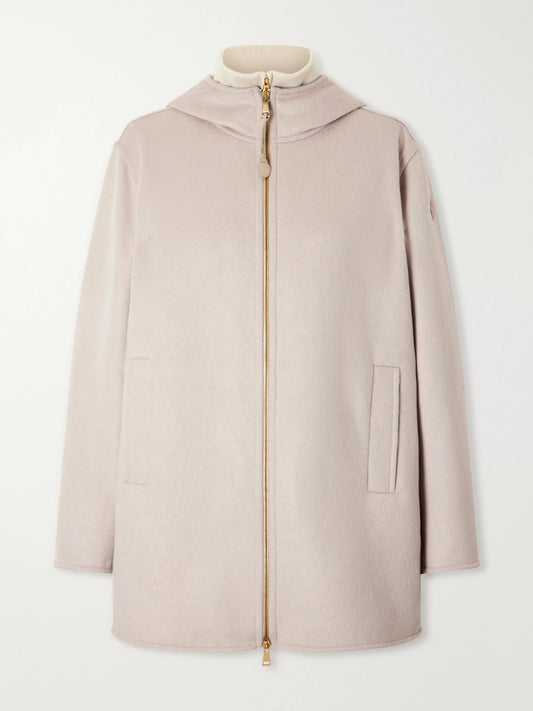 Image of Coats & Jackets. Product name - Layered Wool And Cashmere-blend Jacket in Beige colour by brand - Moncler