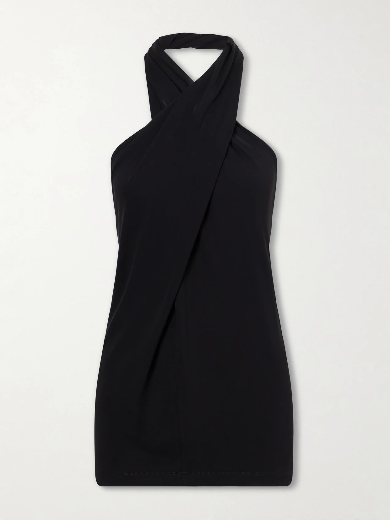 Image of a model wearing Tops. Product name - Jersey Halterneck Blouse in Black colour by brand - TOTEME