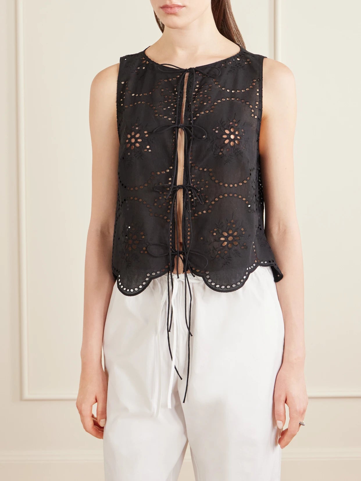 Scalloped Broderie Anglaise Cotton Top