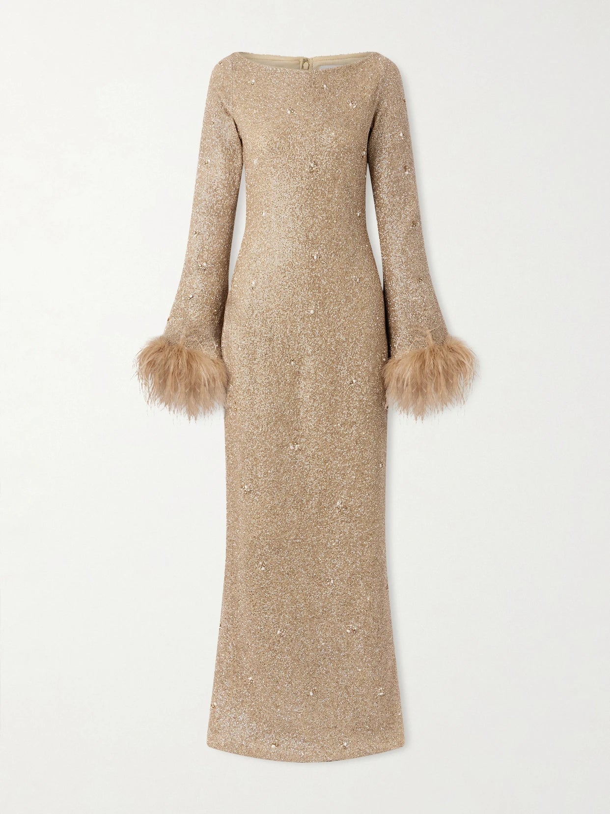 Mae Feather-trimmed Embellished Beaded Tulle Gown