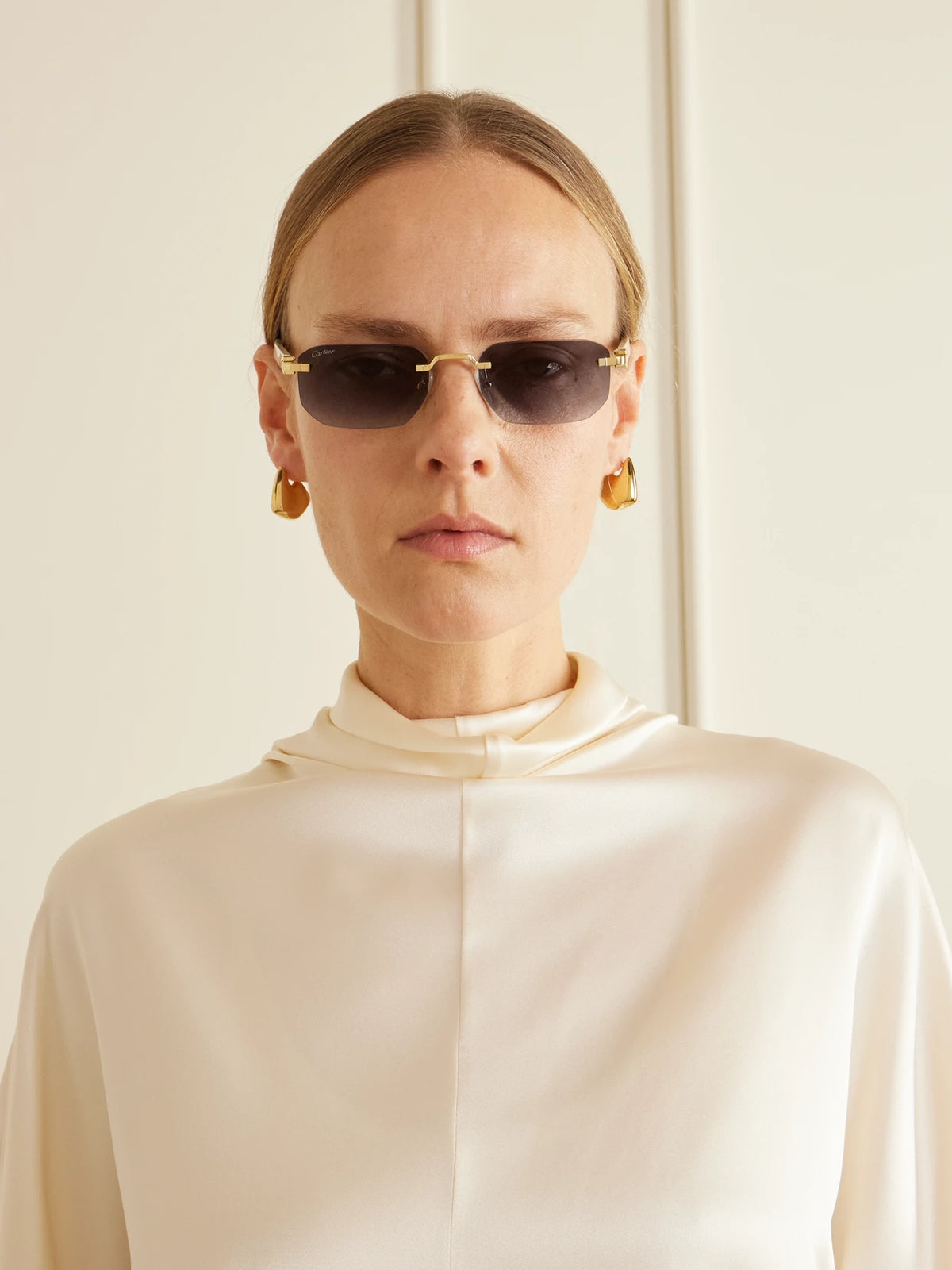 Image of Sunglasses. Product name - Signature C Rimless Rectangular-frame Gold-tone And Acetate Sunglasses in Multi colour by brand - Cartier Eyewear