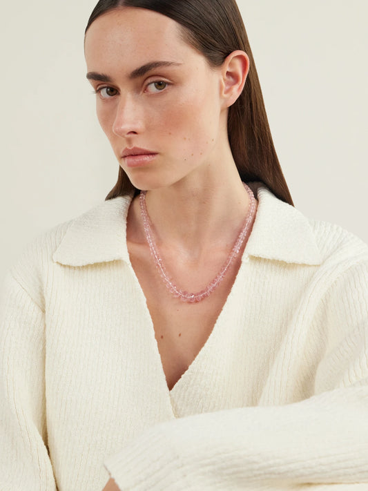 Image of Necklaces. Product name - Beaded 18-karat Gold Morganite Beaded Necklace in Multi colour by brand - Irene Neuwirth