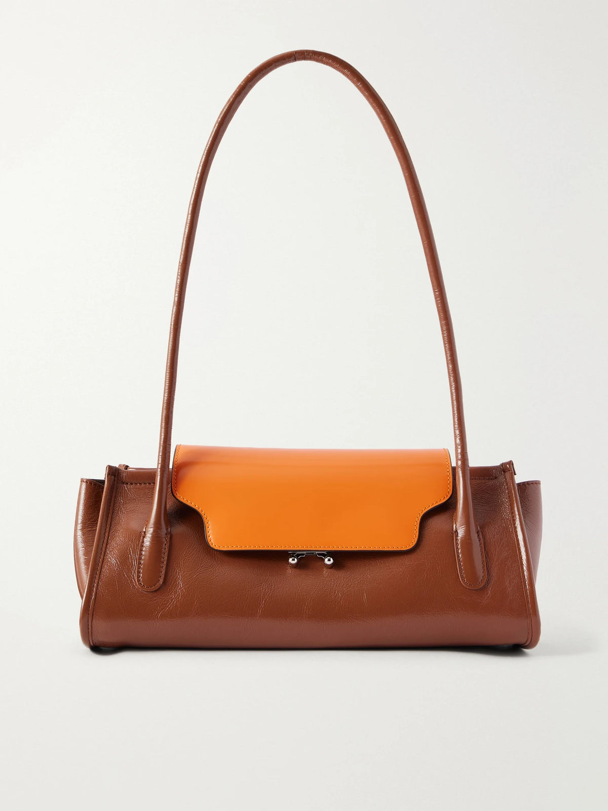 Marni Trunkette Two-tone Crinkled Leather Shoulder Bag
