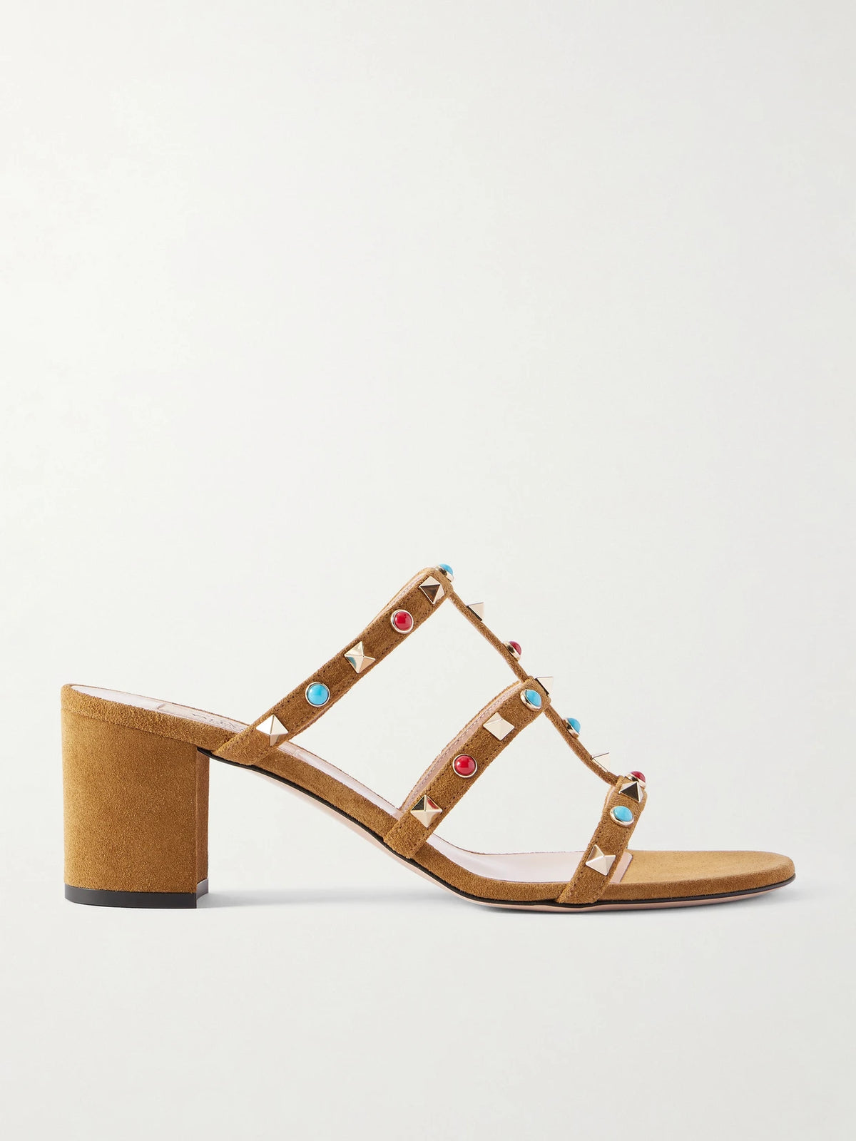 Rockstud 60 Embellished Suede Mules