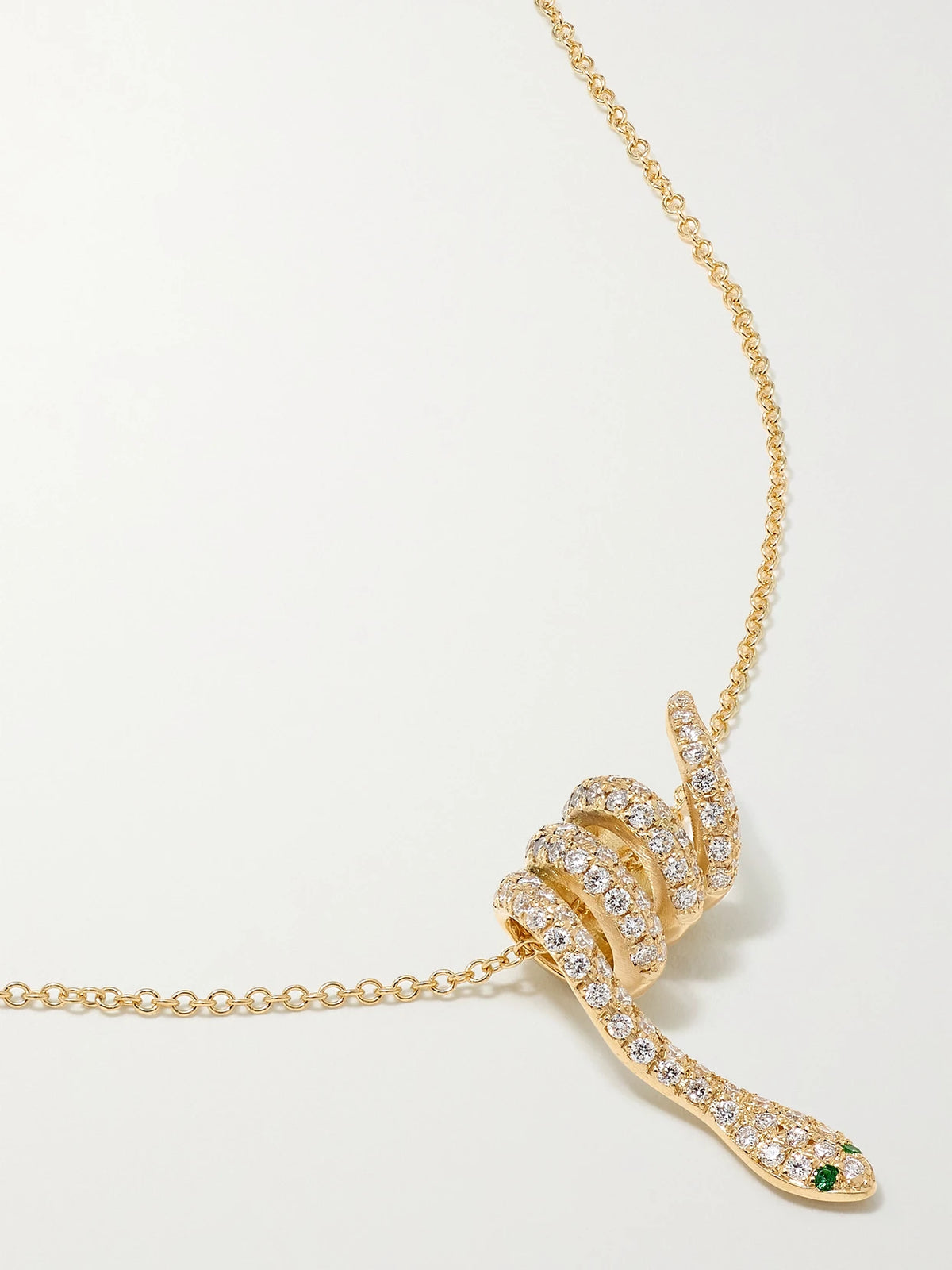 Curled Snake 18-karat Gold, Diamond And Tsavorite Necklace