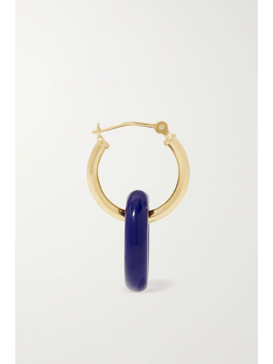 Donut 14-karat Gold Lapis Lazuli Hoop Earrings