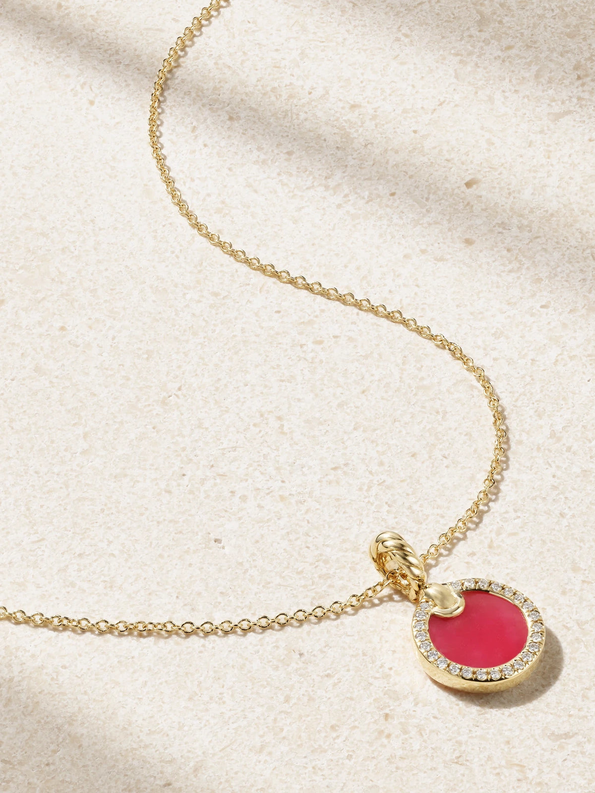 Petite Elements 18-karat Gold, Rhodonite And Diamond Necklace