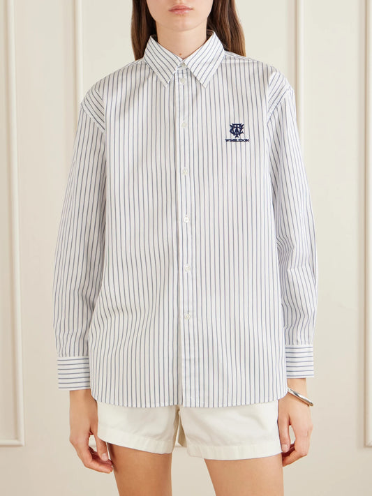 + Wimbledon Embroidered Striped Cotton-poplin Shirt
