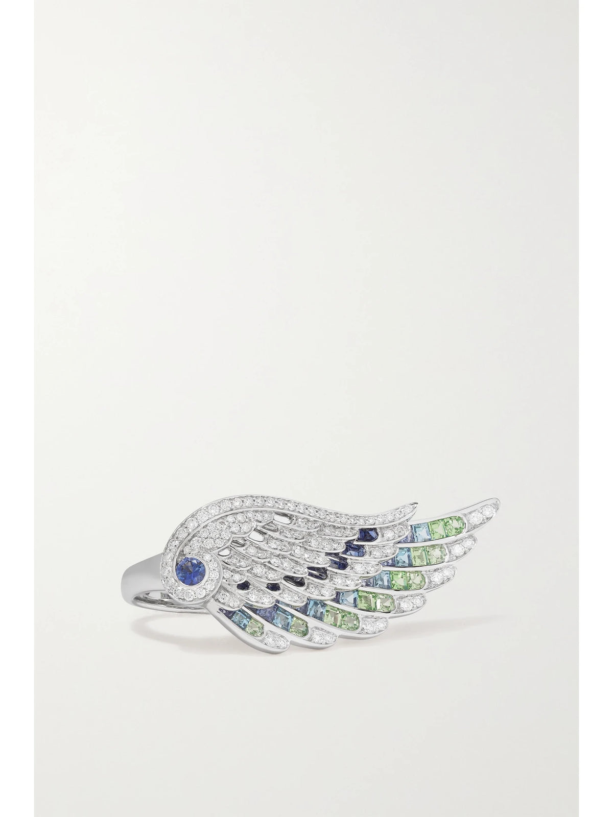 Wings Embrace Peacock 18-karat White Gold Multi-stone Ring