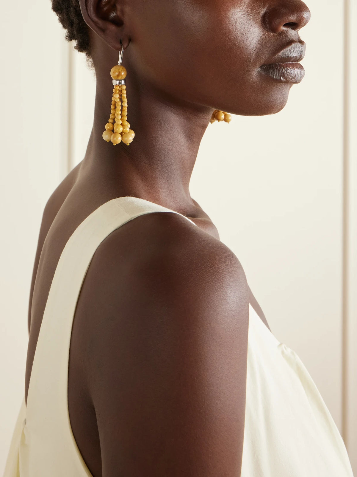 Image of Earrings. Product name - Venice Opera Stone Earrings in Yellow colour by brand - Le Sundial