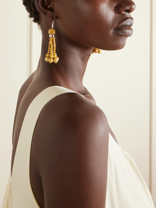 Image of Earrings. Product name - Venice Opera Stone Earrings in Yellow colour by brand - Le Sundial