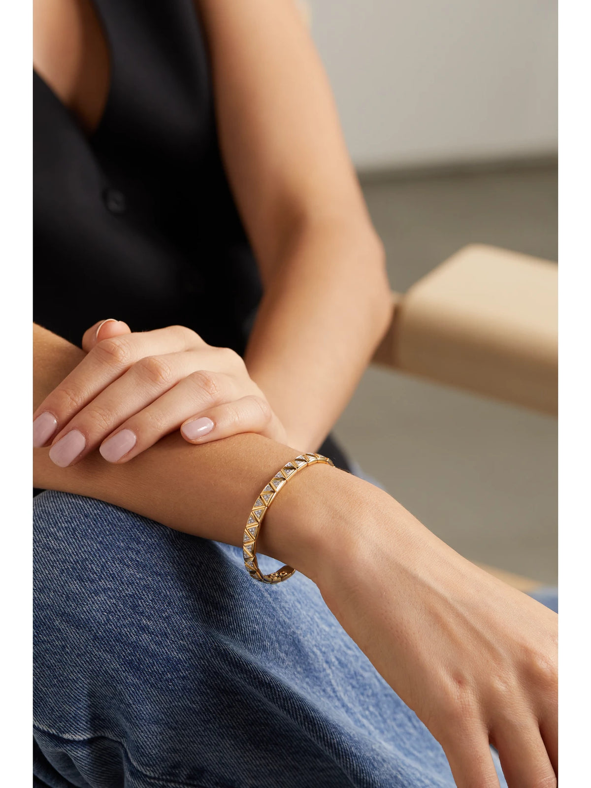 Image of Bracelets. Product name - Triangoli 18-karat Gold Diamond Bangle in Multi colour by brand - Marina B