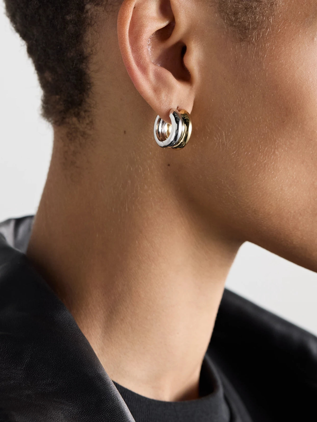 Image of Earrings. Product name - Paire De Créoles Bouées 9-karat White And Yellow Gold Earrings in Multi colour by brand - Yvonne Léon