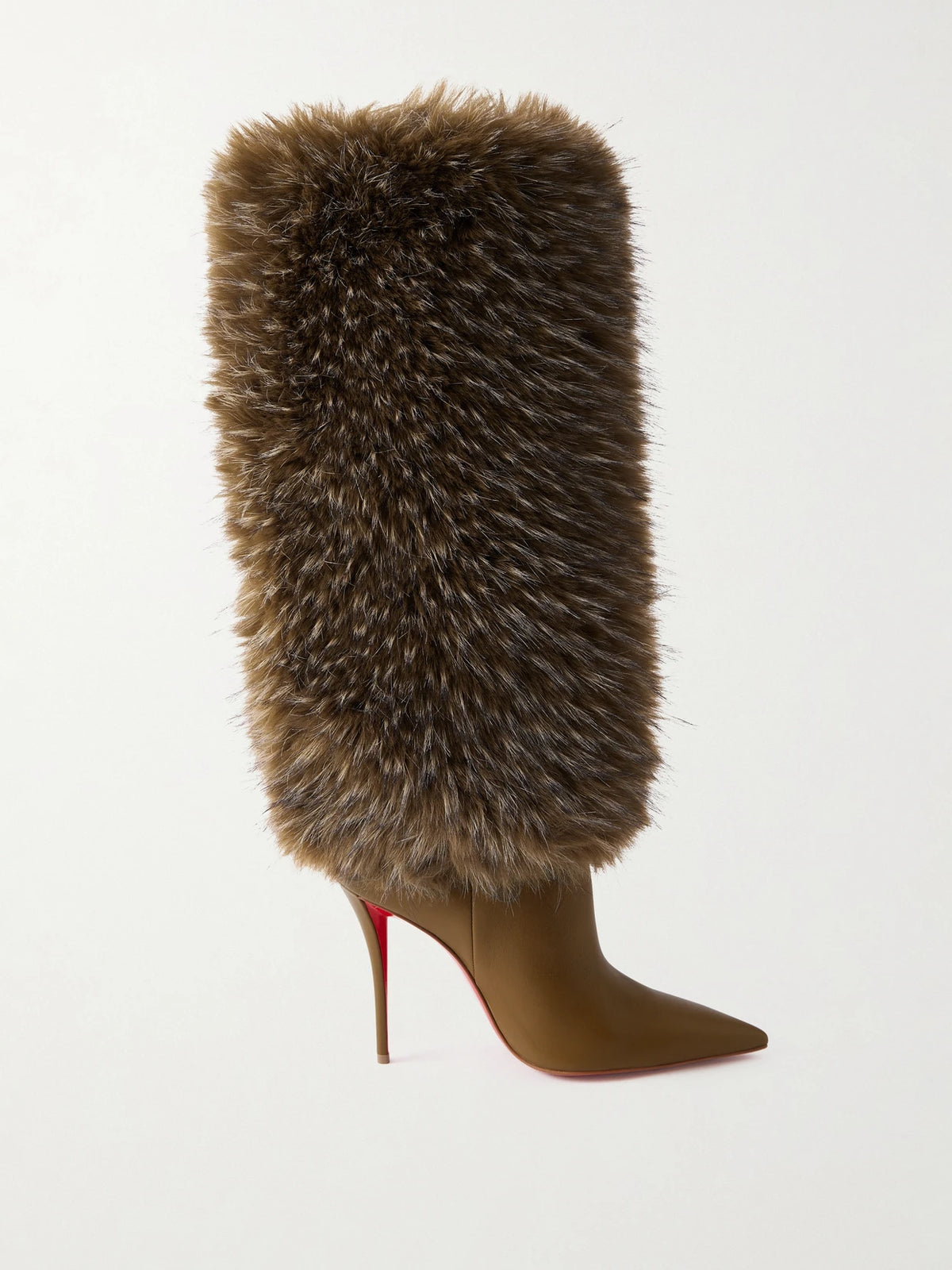 Yangzee 100 Plush And Leather Knee Boots