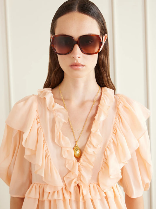 Image of Sunglasses. Product name - Salomé Navigator-style Recycled-acetate Sunglasses in Orange colour by brand - Chloé