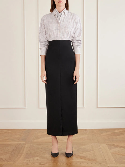 Image of a model wearing Tops. Product name - Gavina Striped Cotton-poplin Shirt in White colour by brand - The Row