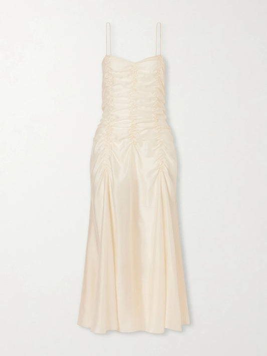 Raina Ruched Silk-blend Midi Dress