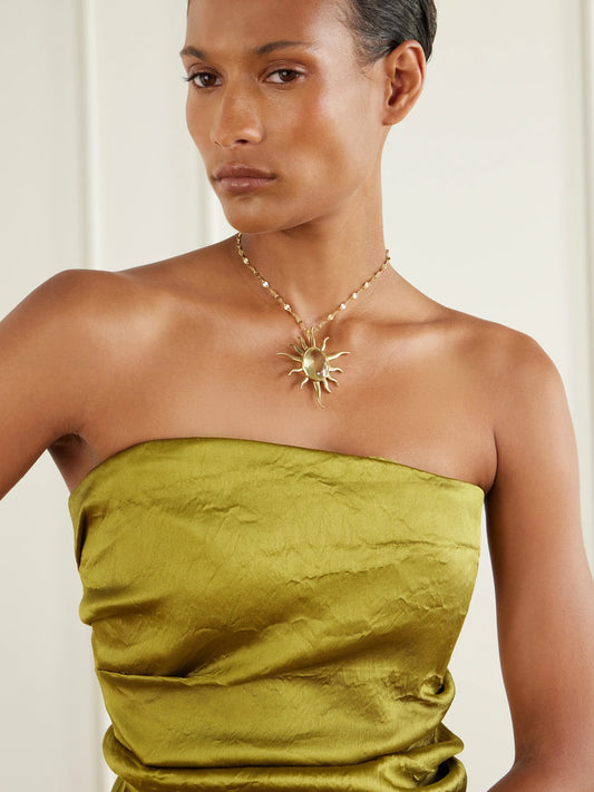 Image of Necklaces. Product name - Iris Sun Gold Vermeil Citrine Necklace in Multi colour by brand - Juju Vera