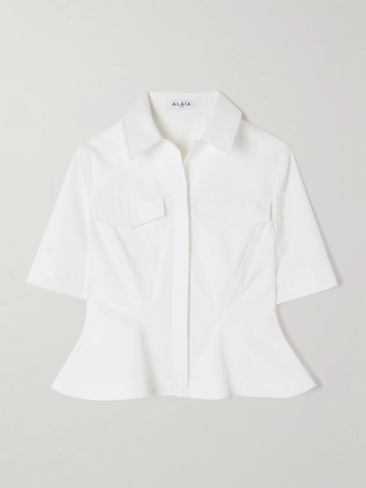 Alaïa Paneled Cotton-poplin Peplum Shirt