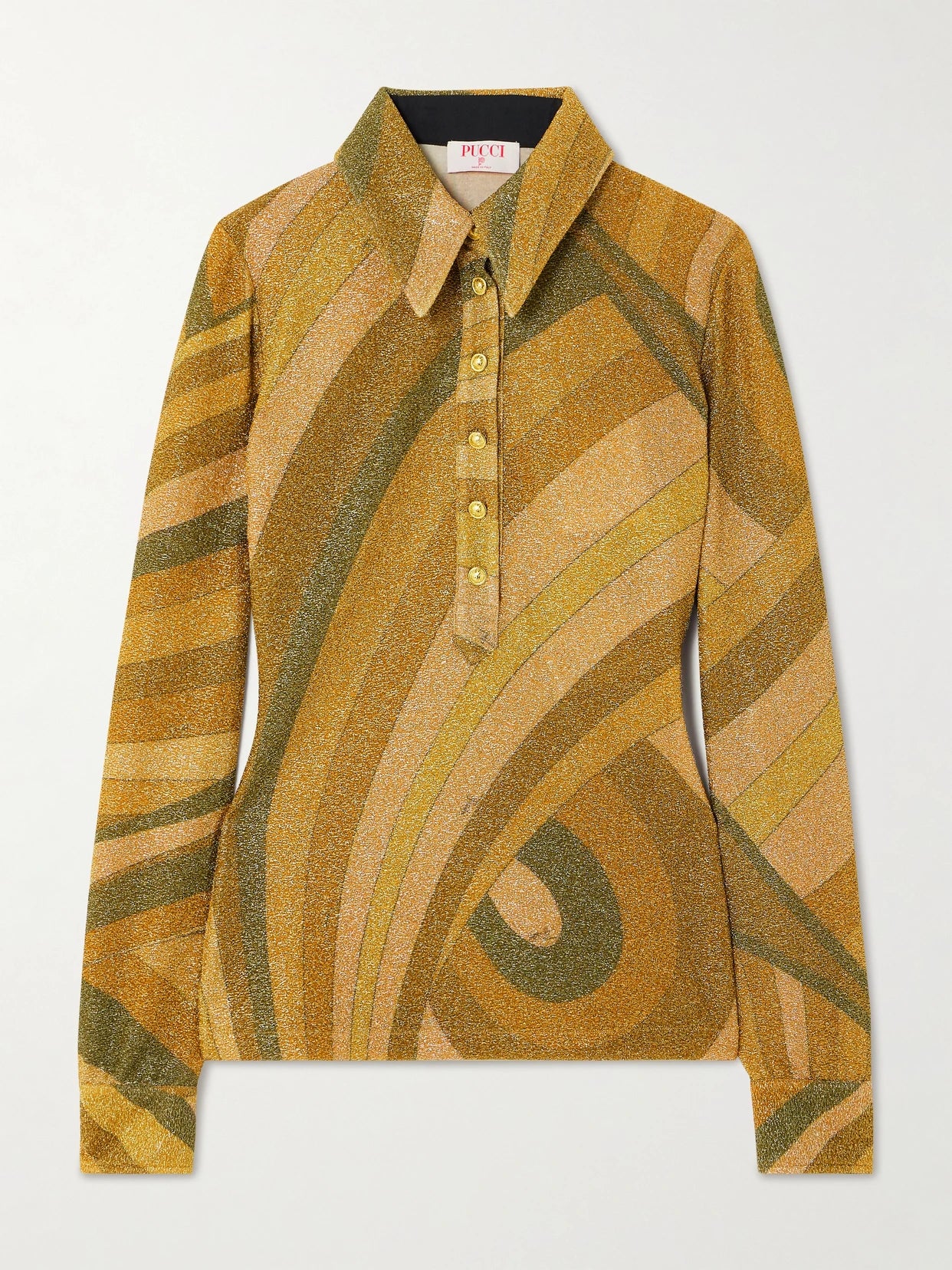 Printed Metallic Jersey Polo Shirt