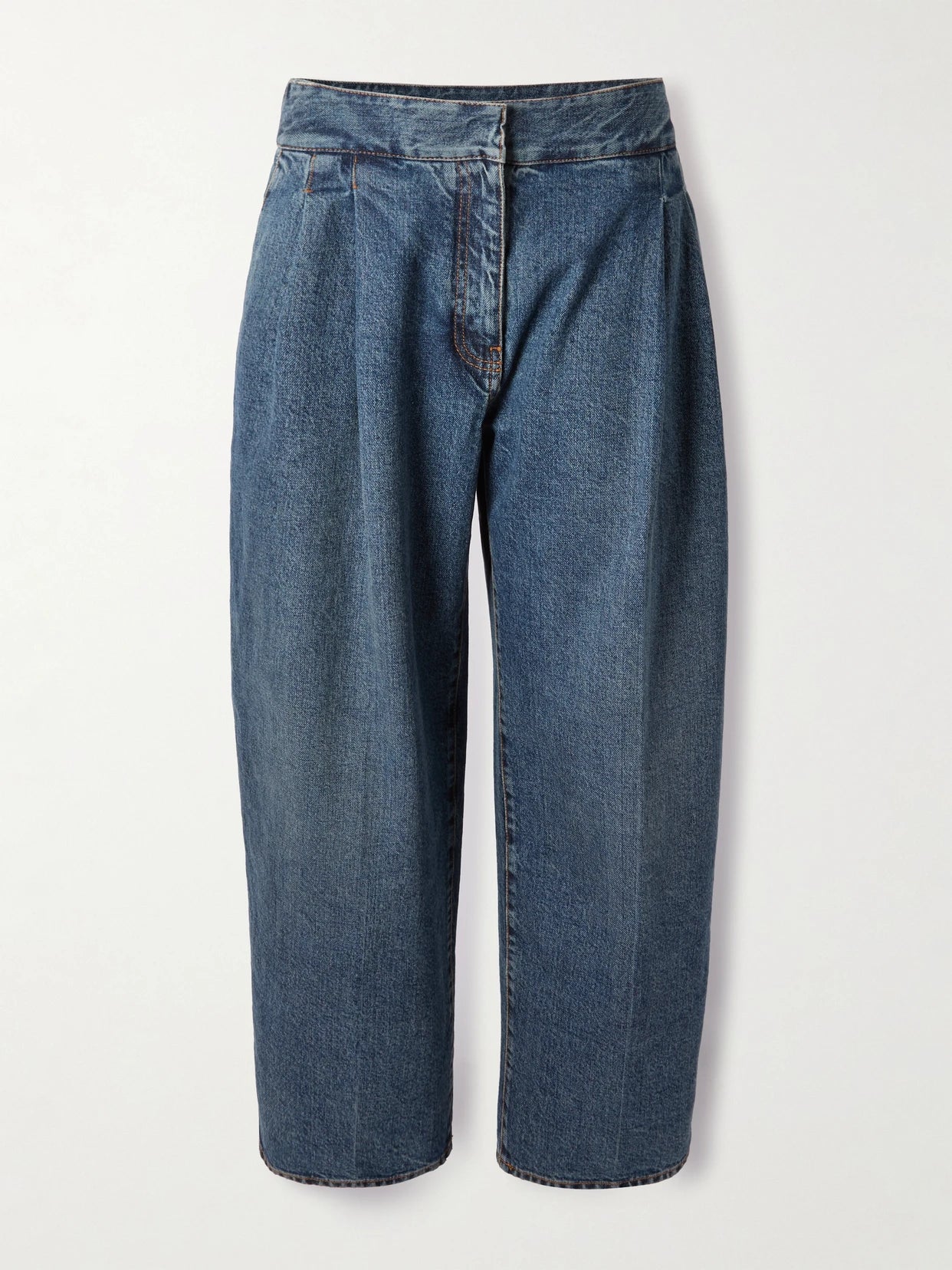 Image of Jeans. Product name - Pleated Straight-leg Jeans in Light denim colour by brand - Alaïa