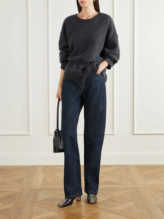 Image of Jeans. Product name - Chams High-rise Straight-leg Jeans in Dark purple colour by brand - Joseph