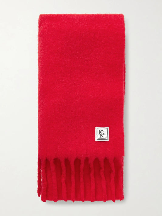 Fuzzy Fringed Alpaca-blend Scarf