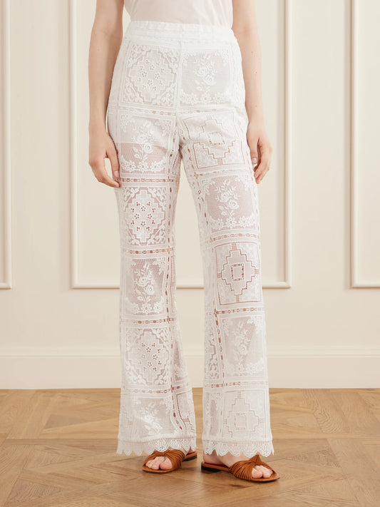 Aster Embroidered Mesh Flared Pants