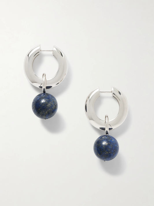 Sonia Recycled Sterling Silver Lapis Lazuli Hoop Earrings