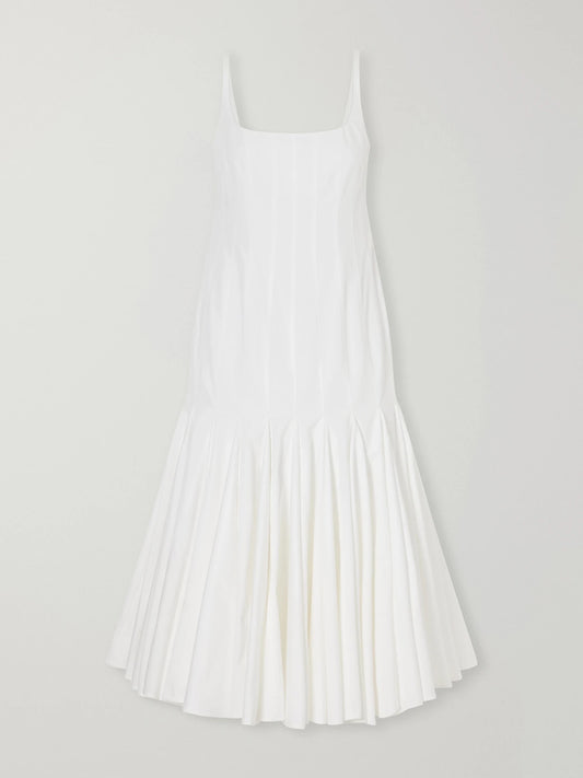 Jacquemus La Robe Pleated Cotton-poplin Midi Dress