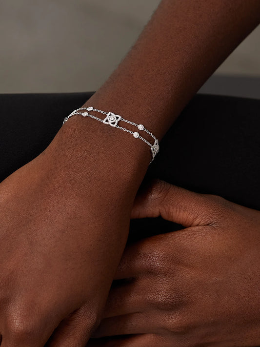 Image of Bracelets. Product name - Lotus By De Beers 18-karat White Gold Diamond Bracelet in Multi colour by brand - De Beers London
