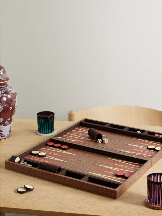 Image of Decor. Product name - + Fortuny Wood Backgammon Set in Red colour by brand - L'Objet
