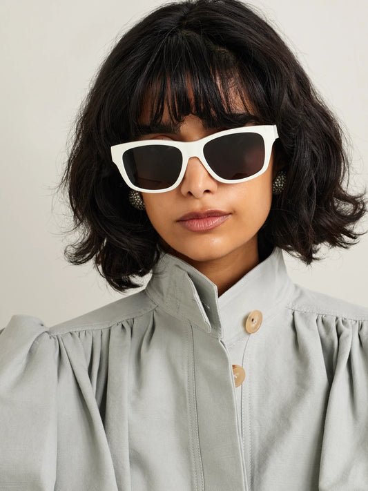 Image of Sunglasses. Product name - Monochroms Square-frame Acetate Sunglasses in Ivory colour by brand - CELINE Eyewear
